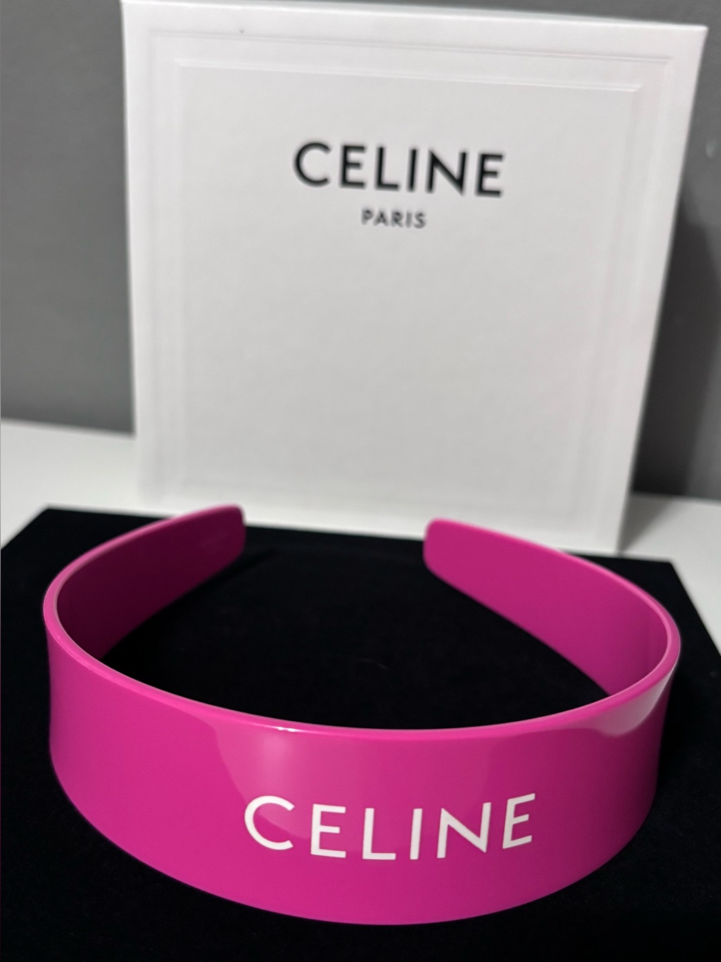 Celine Fuchsia Pink Logo Headband